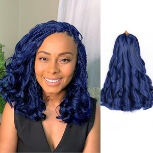 Dark Blue French Curl braiding Hair 0001